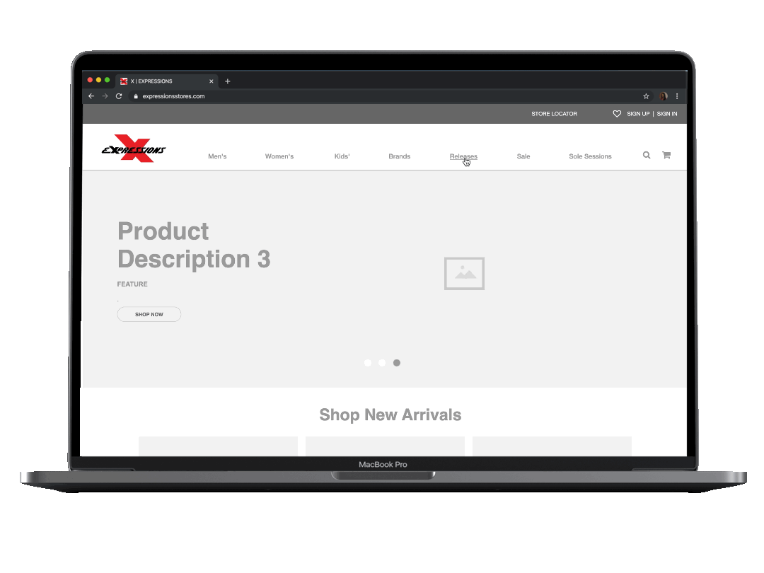 Wireframe pairing a sneaker release calendar with wishlist planning